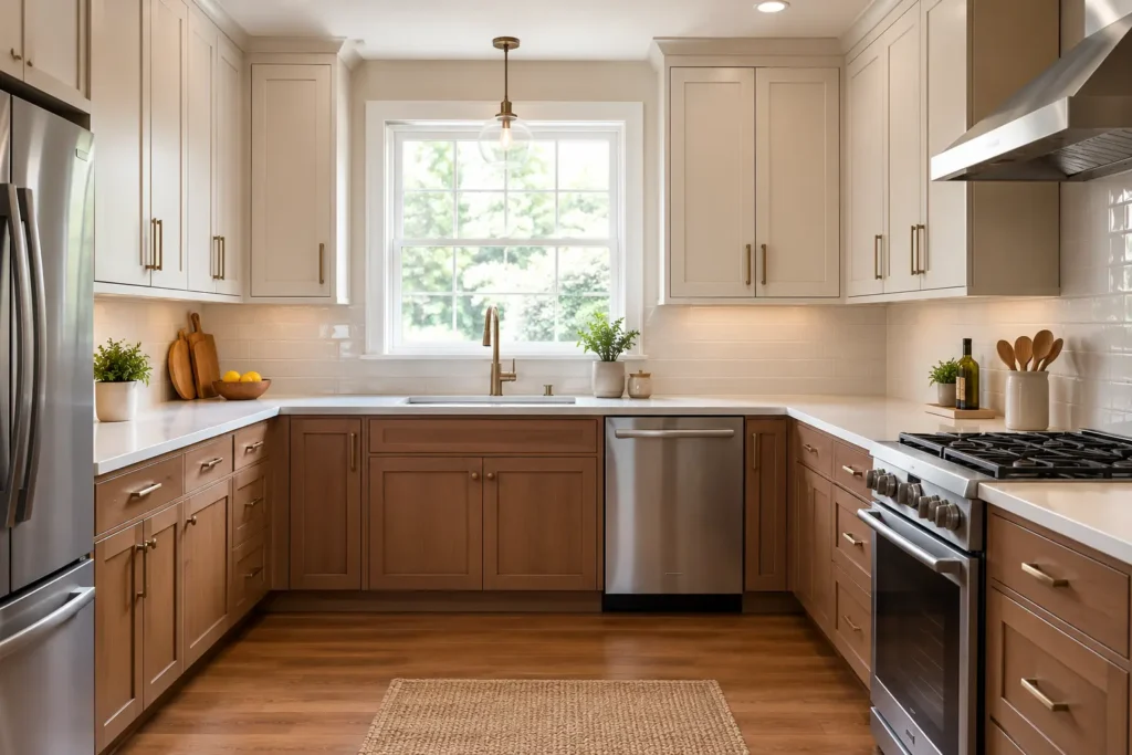 Modern kitchen with newly installed cabinets